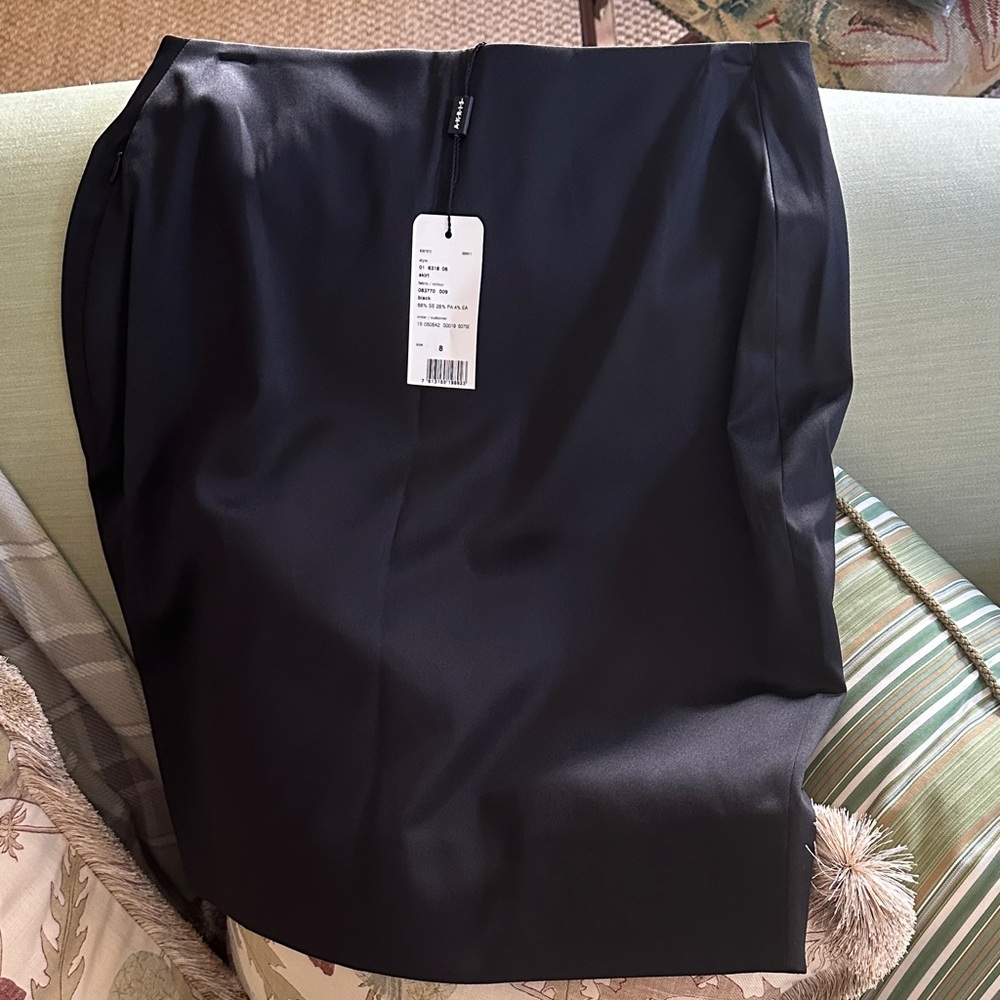 Akris Black Satin Skirt